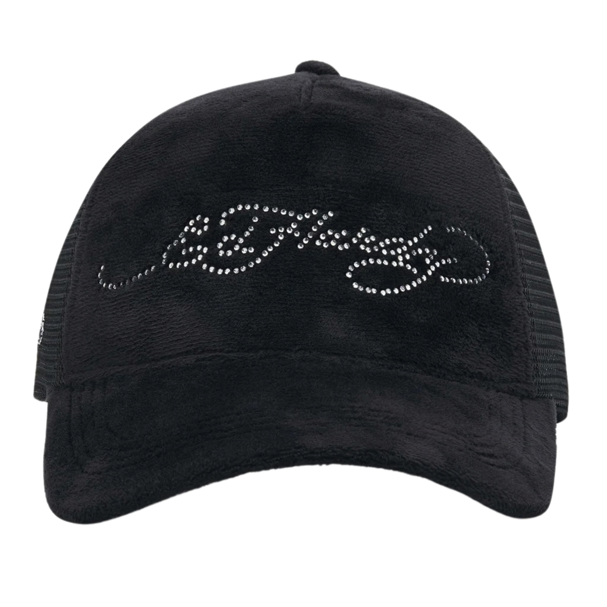 Ed Hardy Diamante Velour 5 Panel Black Trucker Cap
