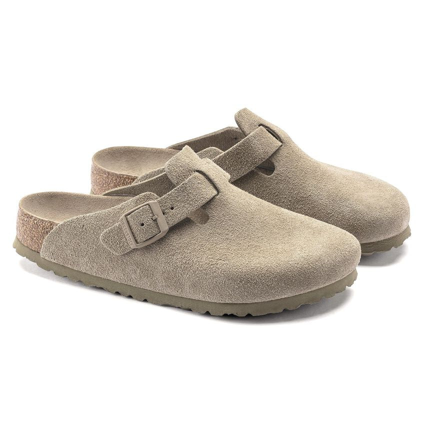 Birkenstock Boston Soft Footbed Suede Faded Khaki - OnSize