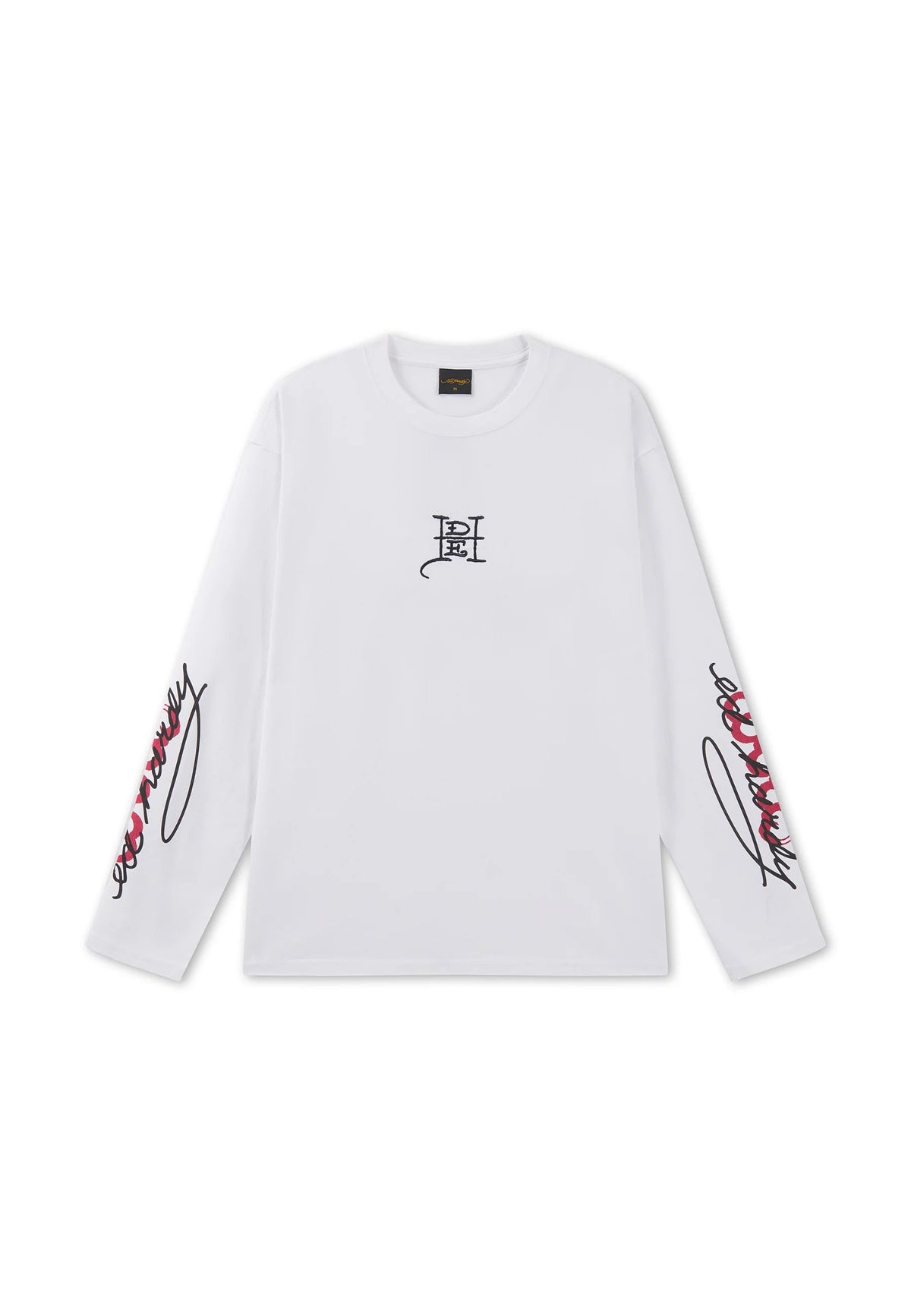 Ed Hardy Flying Twin Dragon Graphic Long Sleeve Relaxed T-Shirt White