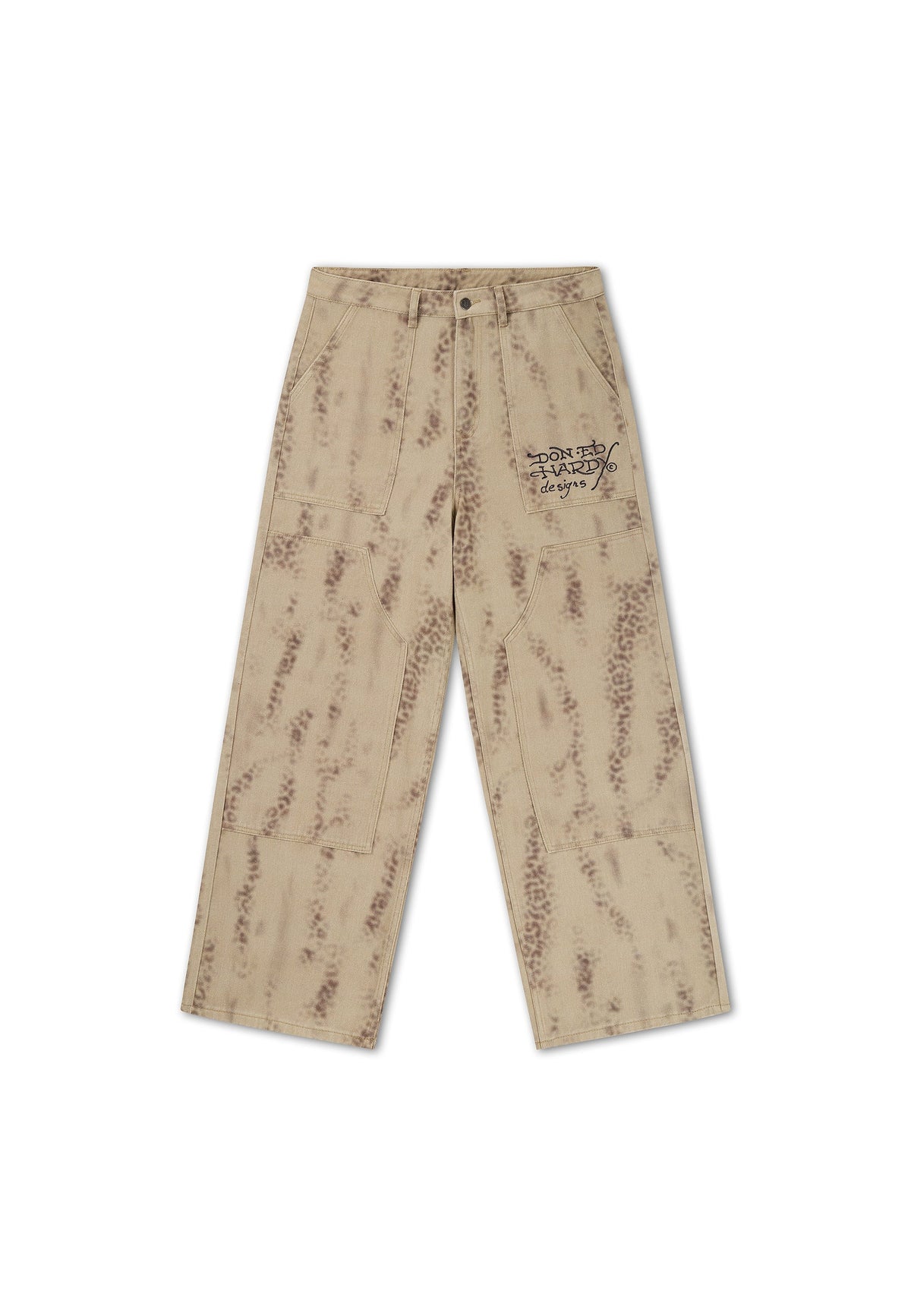 Ed Hardy Washed Leopard Xxtra Relaxed Canvas Trousers Leopard