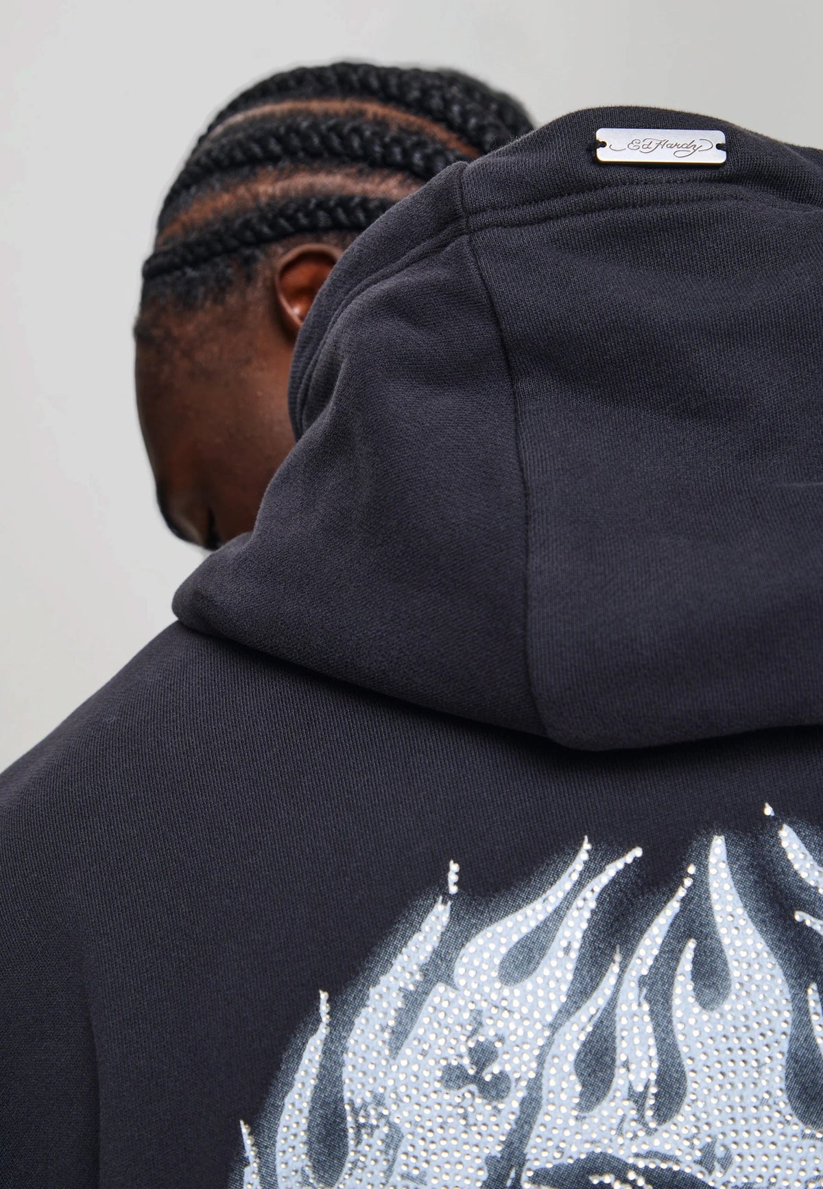 Ed Hardy Dead Or Alive Diamante Relaxed Hoodie Black - OnSize
