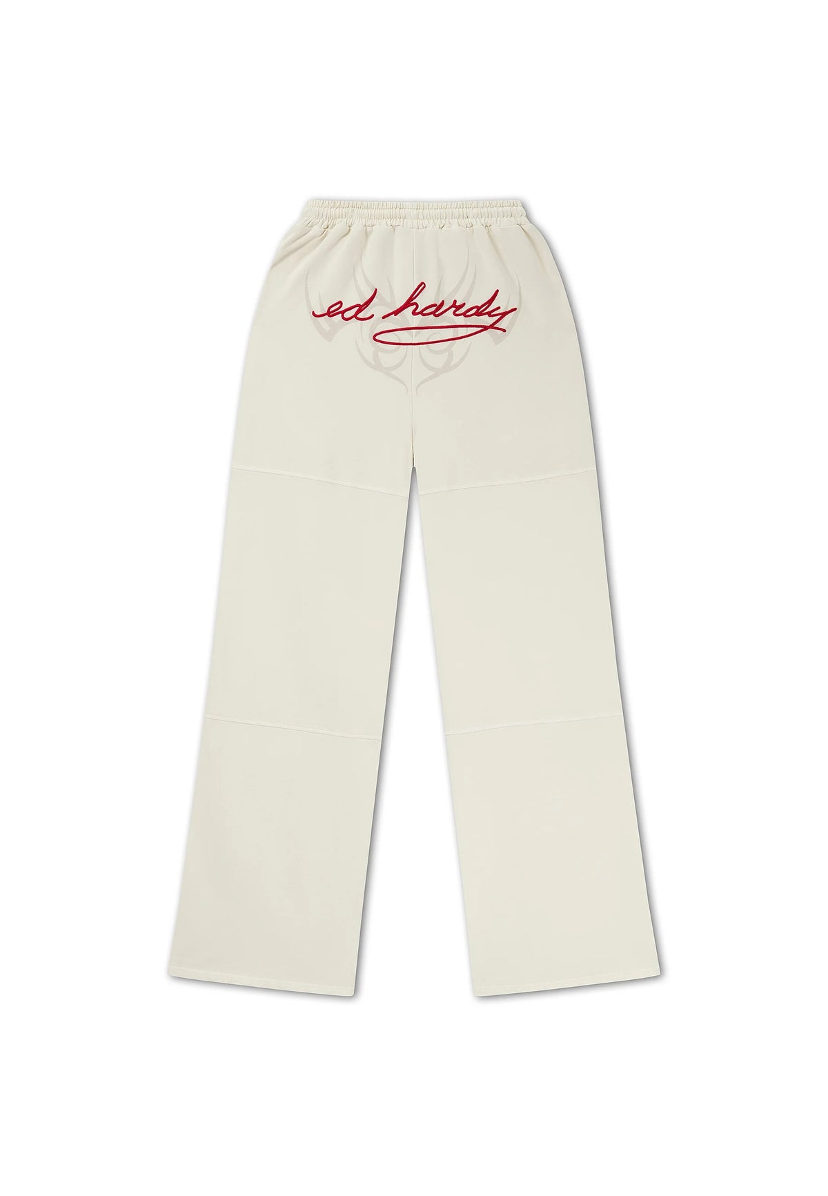 Ed Hardy Tattoo Collage Seam Detail Wide Leg Joggers Ecru - OnSize