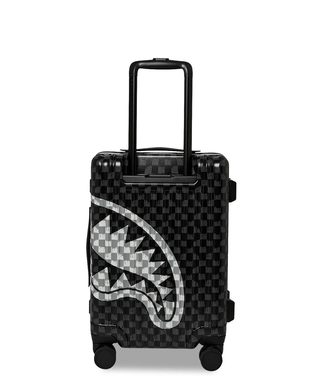 Sprayground Black And White Drip Check Shark Carry-On Luggage