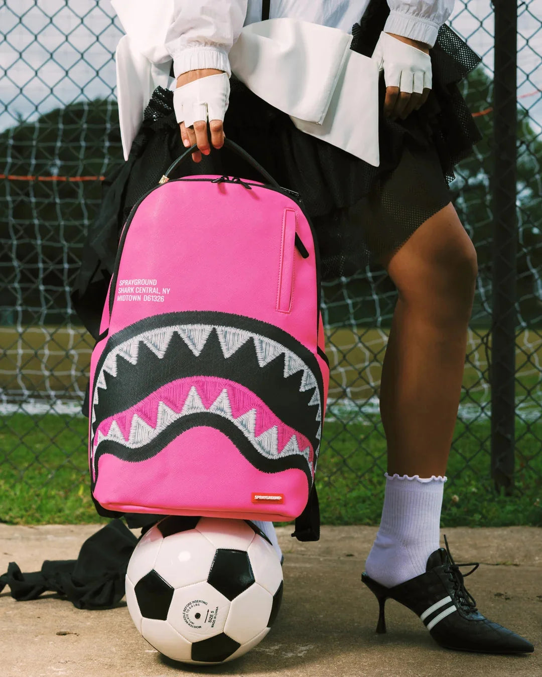 Sprayground Shark Central Pink Embroidered Shark Backpack