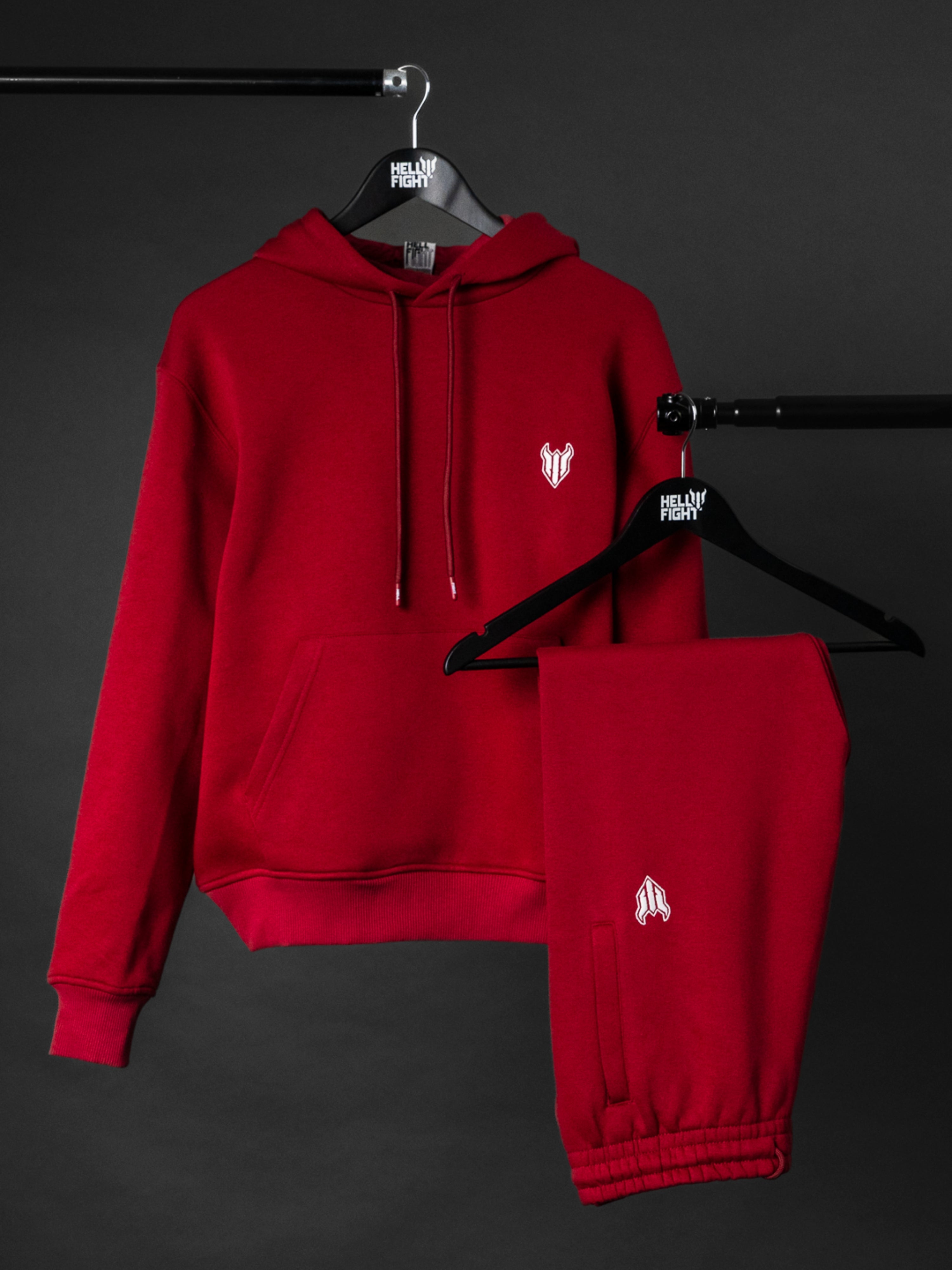 HELL FIGHT Basic Hoodie Maroon - OnSize
