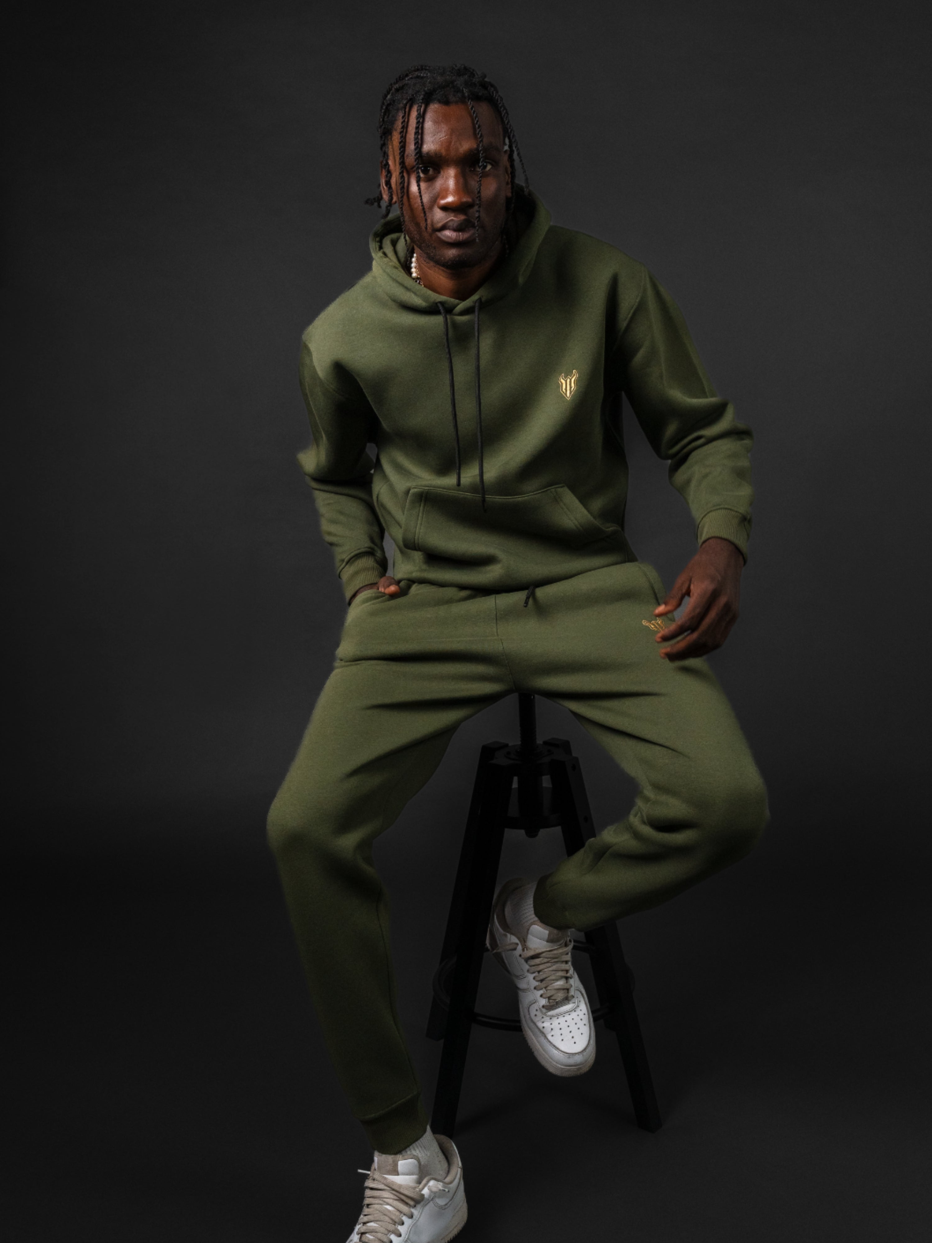 HELL FIGHT Basic Hoodie Olive - OnSize