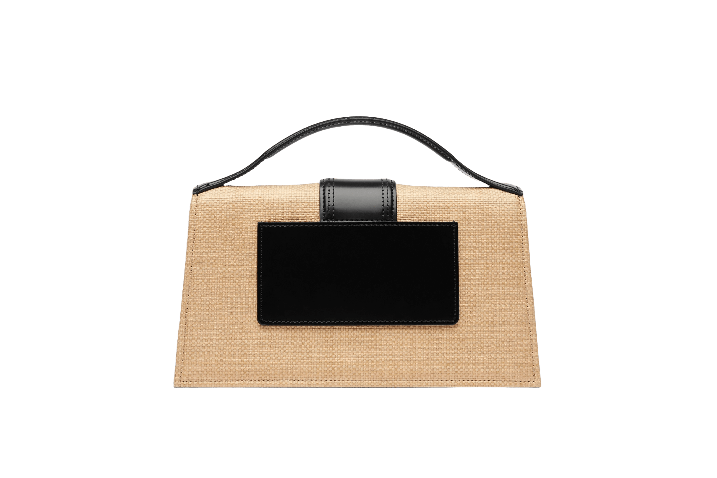 Jacquemus Le grand Bambino Crossbody Strap Handbag Ivory Black Faux Raffia - OnSize