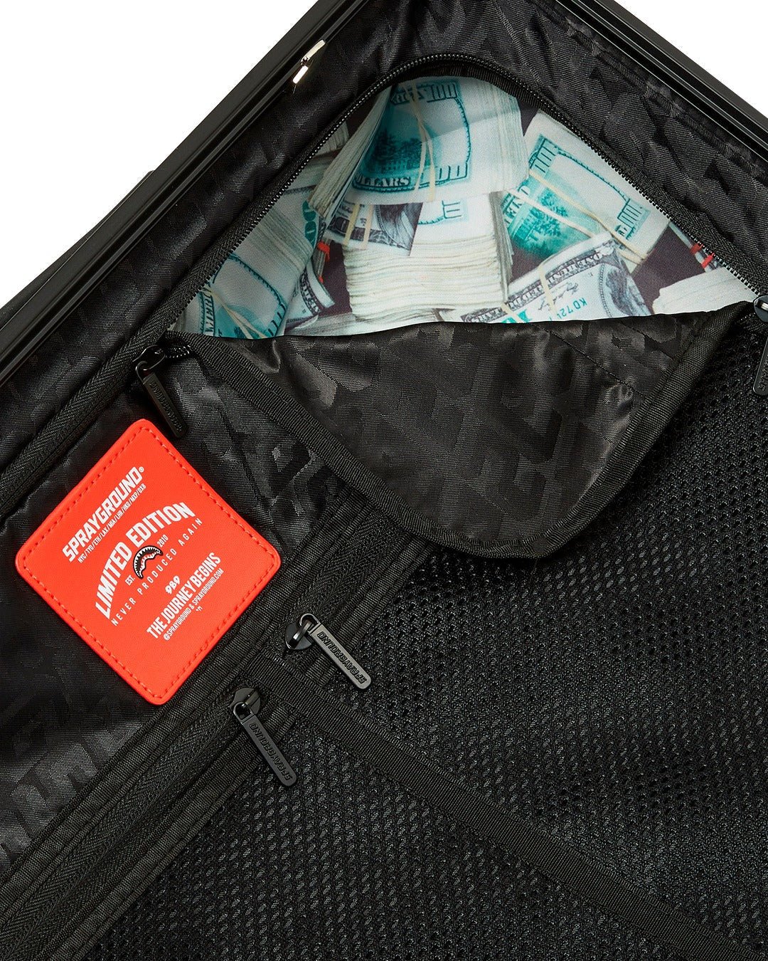 Sprayground Sharks In Paris WTF Bubbly Black Check Carry-On Luggage - OnSize