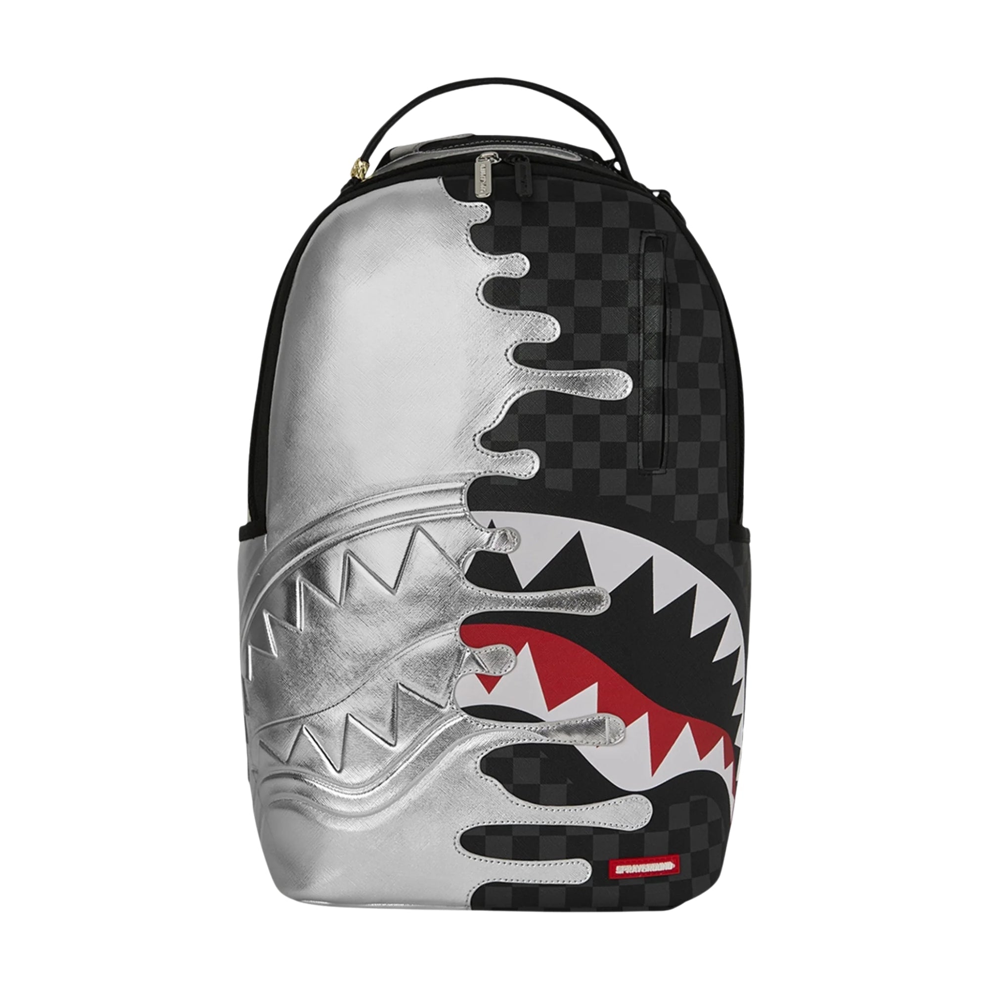 Sprayground Silver Side Drip Black Check DLXSV Backpack - OnSize