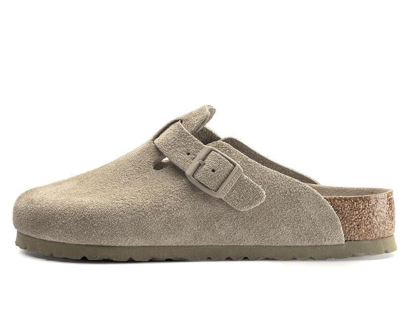 Birkenstock Boston Soft Footbed Suede Faded Khaki - OnSize