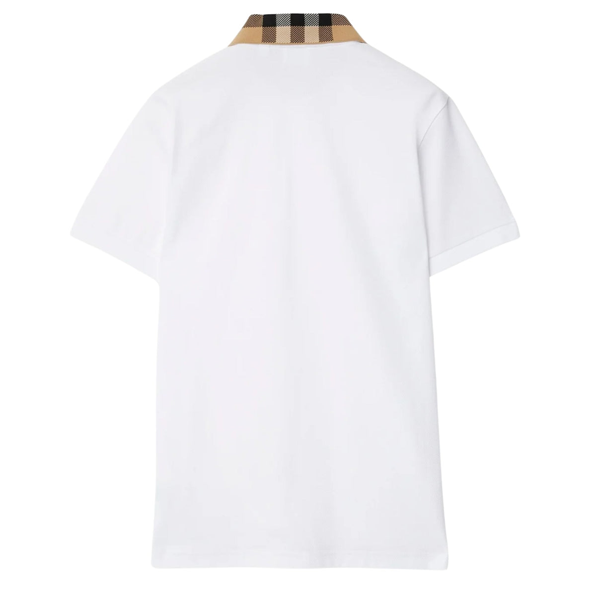 Burberry Check Collar Cotton Polo Shirt White - OnSize