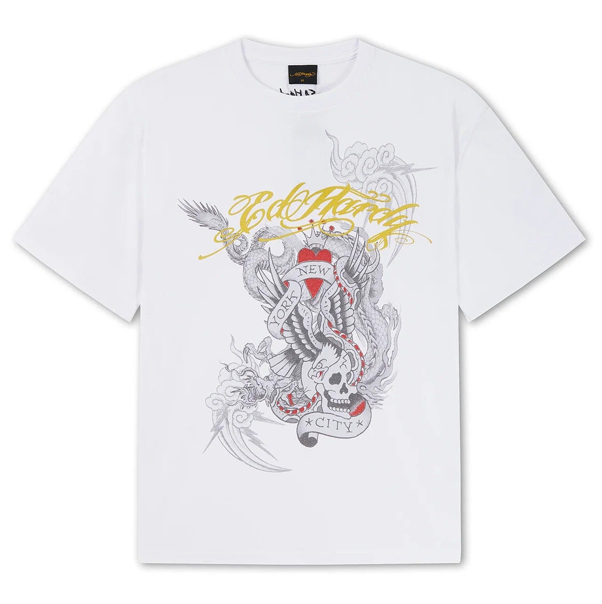 Ed Hardy Storming New York Graphic Relaxed T-Shirt White - OnSize