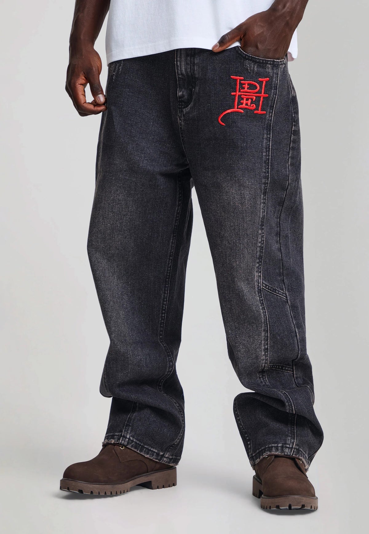 Ed Hardy Serpent Skull Graphic Relaxed Jeans Washed Black