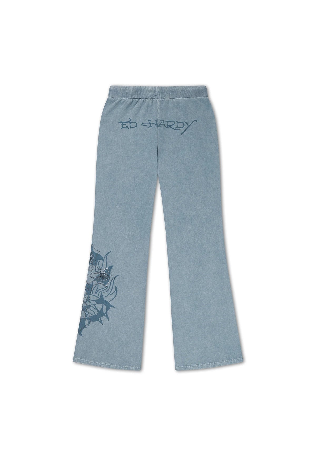 Ed Hardy Cross And Thorns Washed Flared Joggers Blue