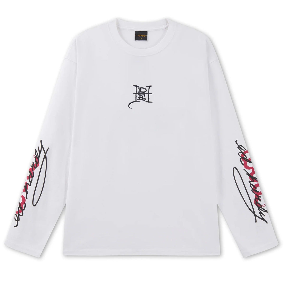 Ed Hardy Flying Twin Dragon Graphic Long Sleeve Relaxed T-Shirt White - OnSize