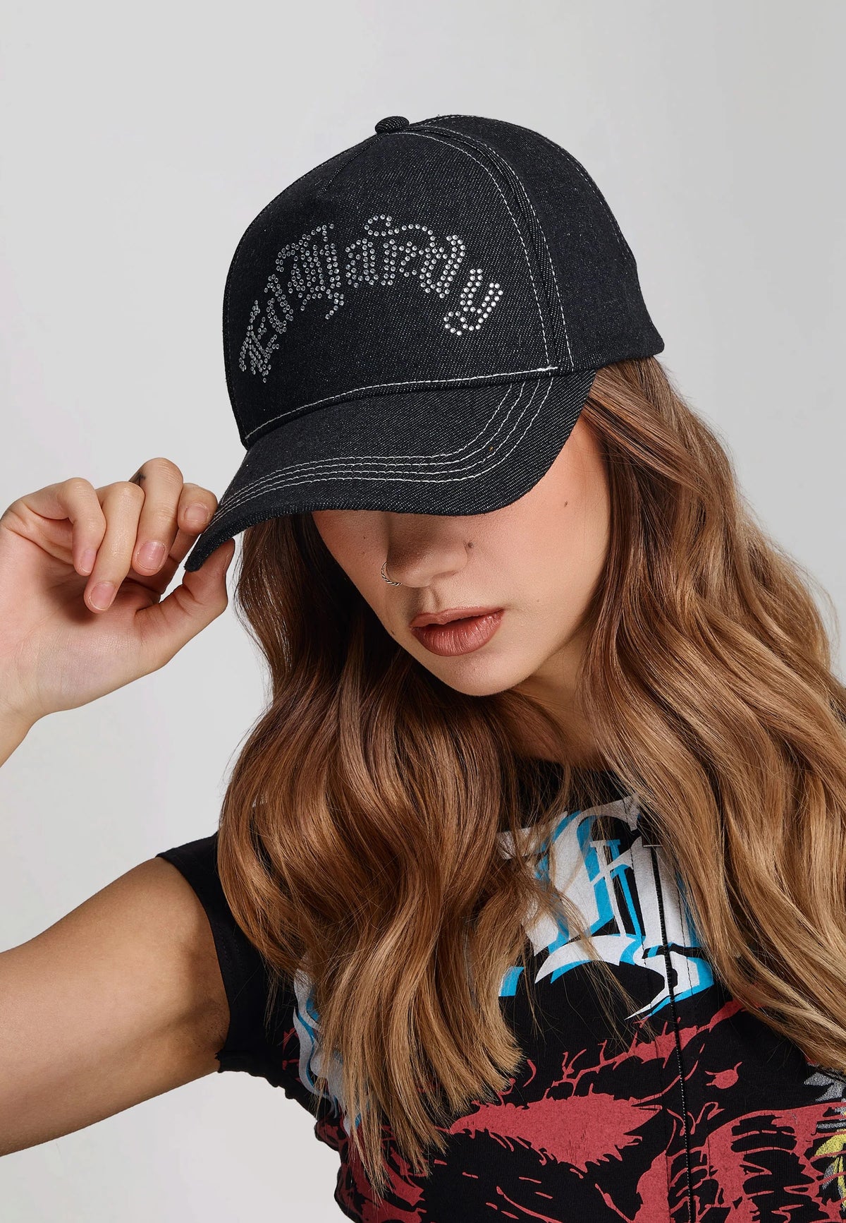 Ed Hardy Diamante Gothic 5 Panel Black Trucker Cap