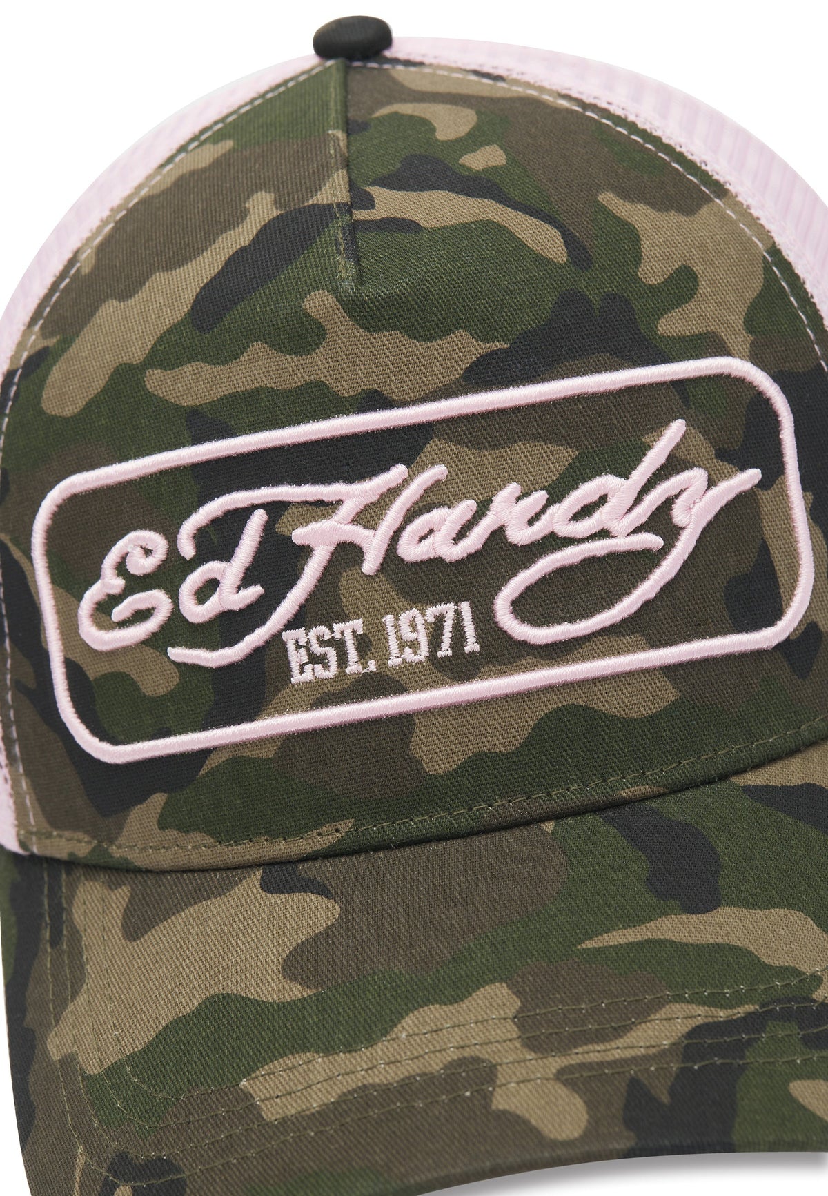 Ed Hardy 1971 Camo 5 Panel Green Trucker Cap