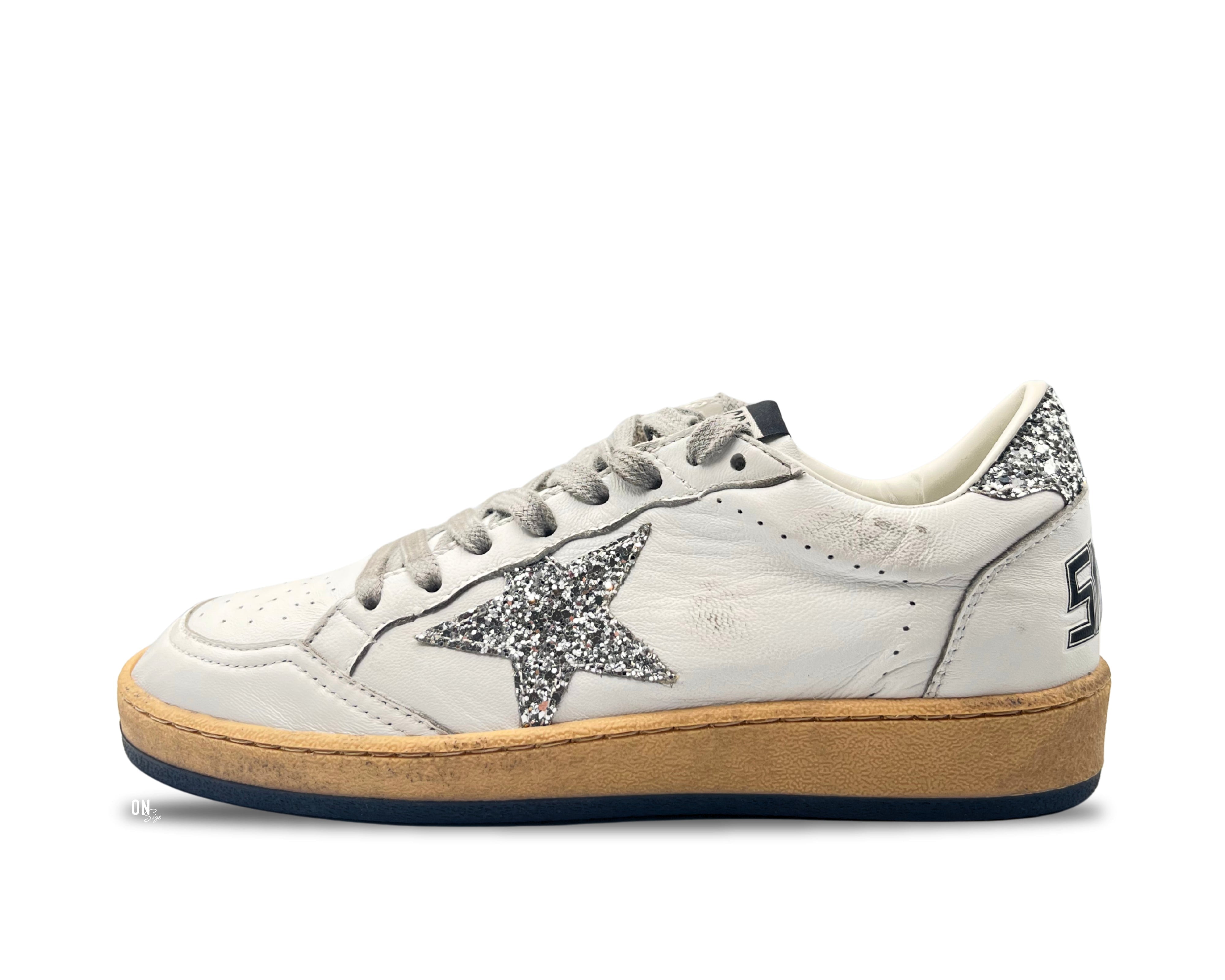 Golden Goose Ball Star White Silver Glitter - OnSize