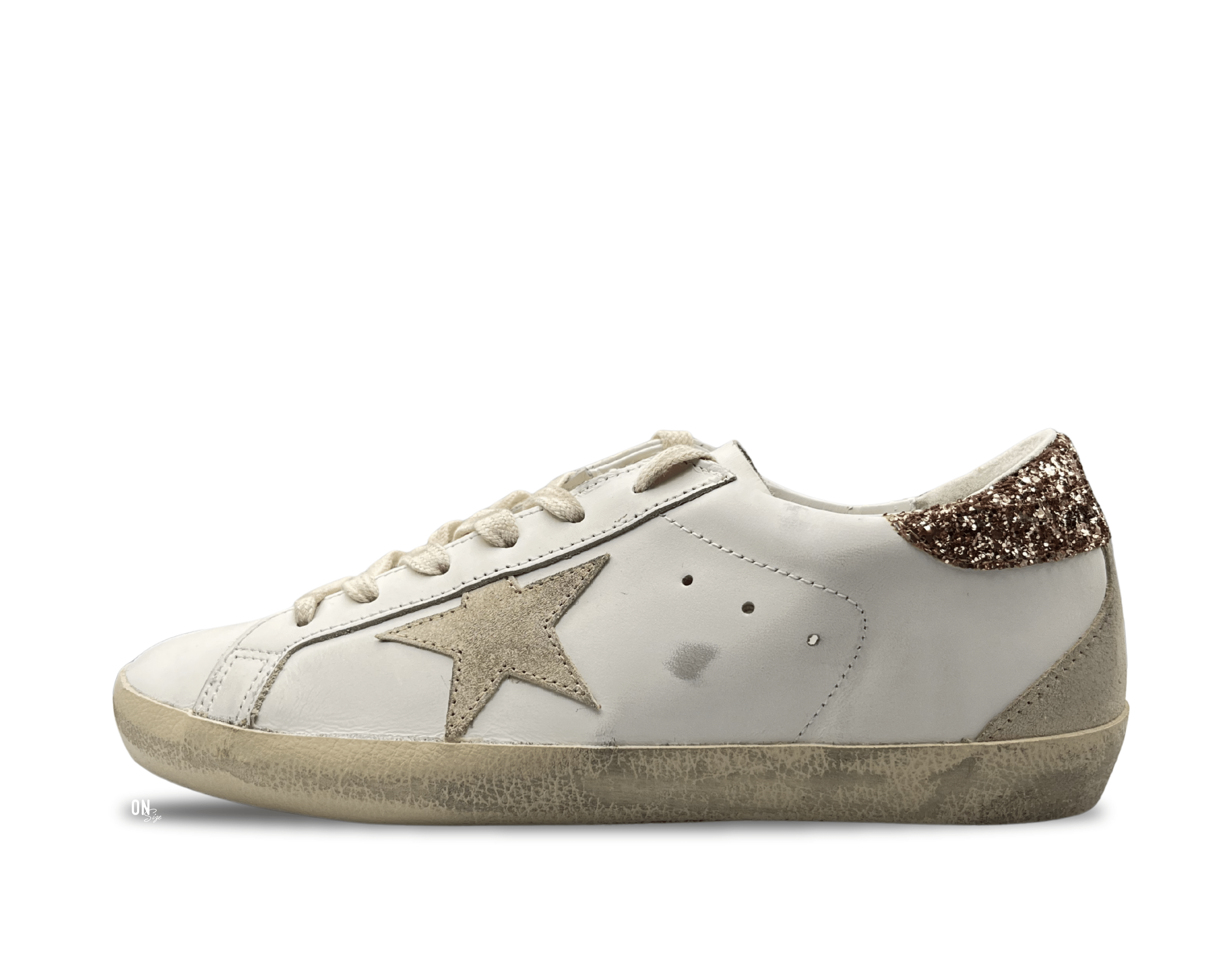 Golden Goose Super-Star White Peach Pink Glitter - OnSize
