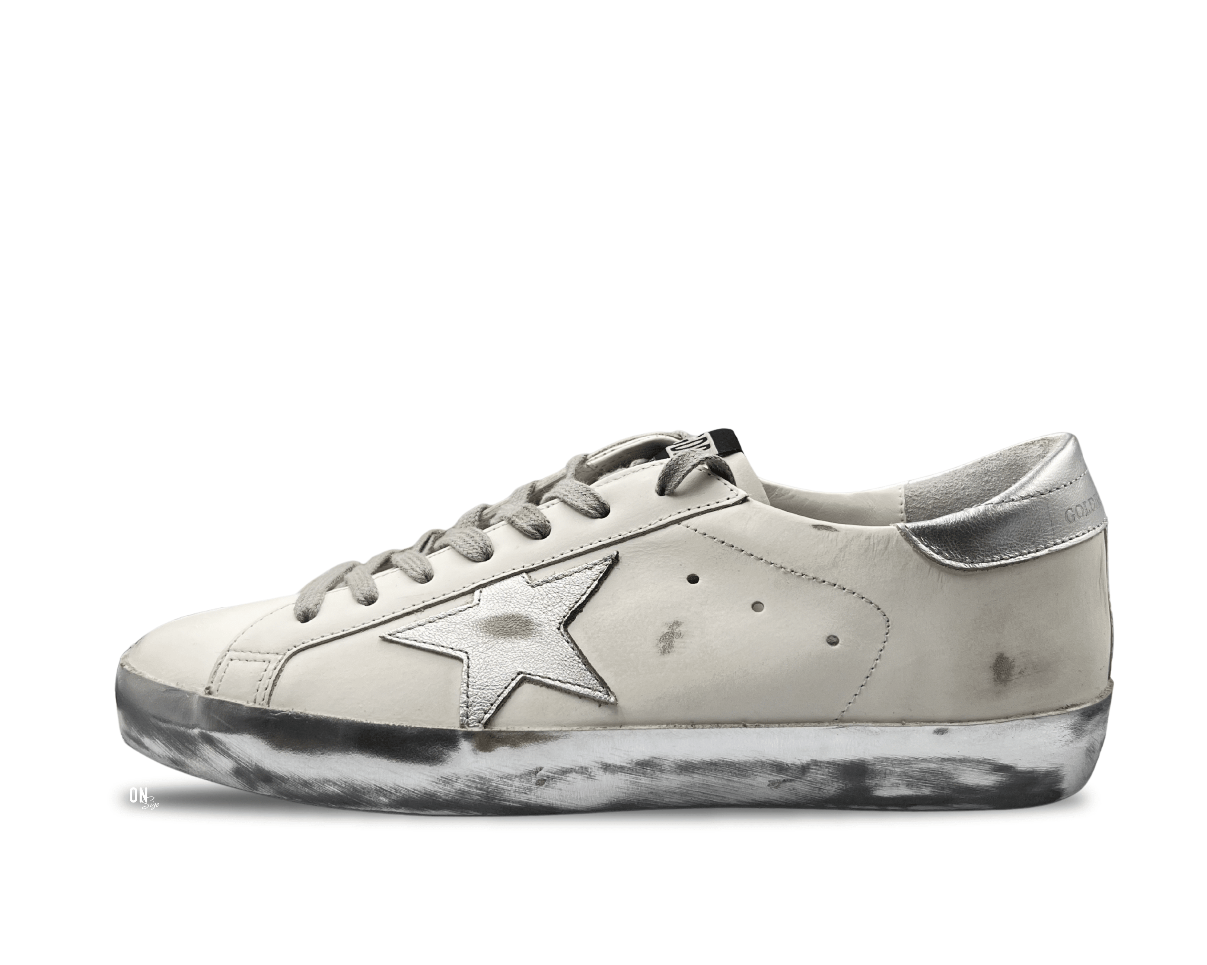 Golden Goose Super-Star White Silver Distressed - OnSize