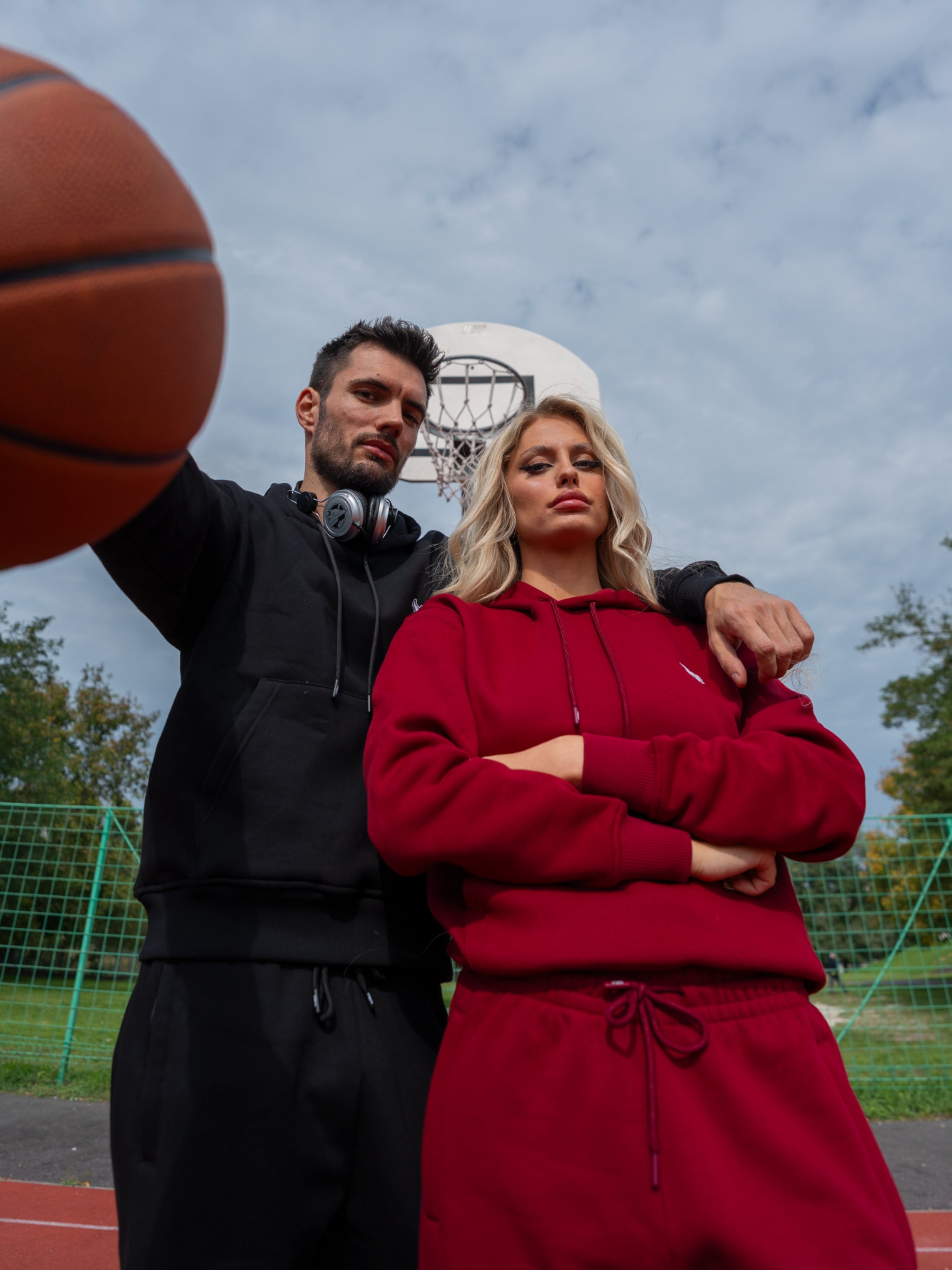 HELL FIGHT Basic Sweatpants Maroon - OnSize