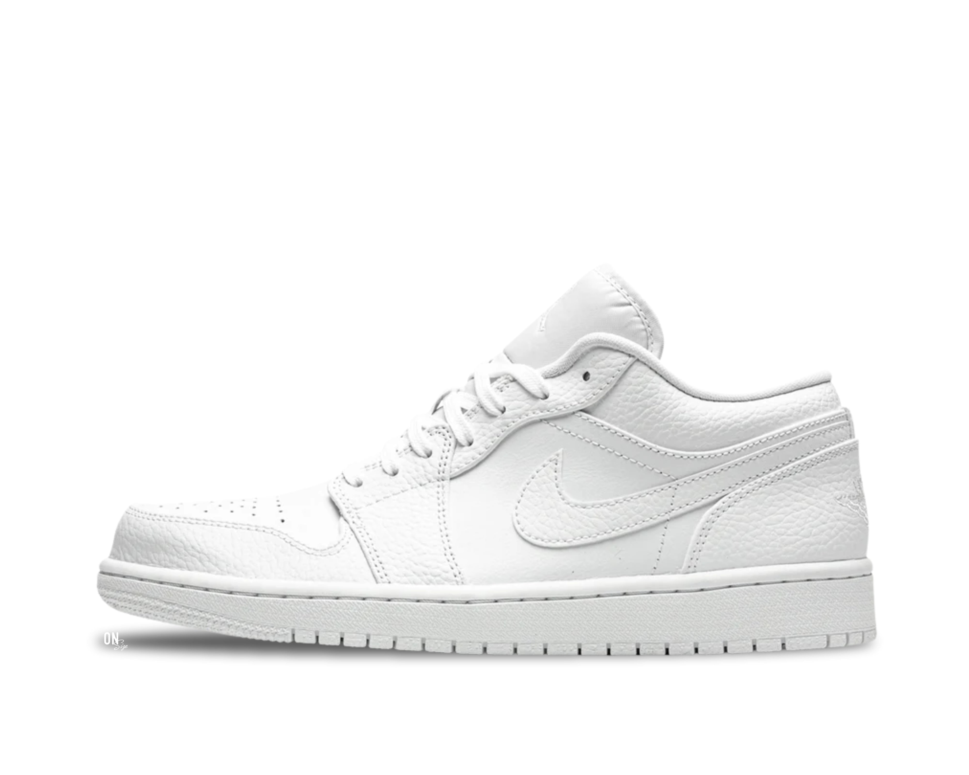 Jordan 1 Low Triple White Tumbled Leather - OnSize